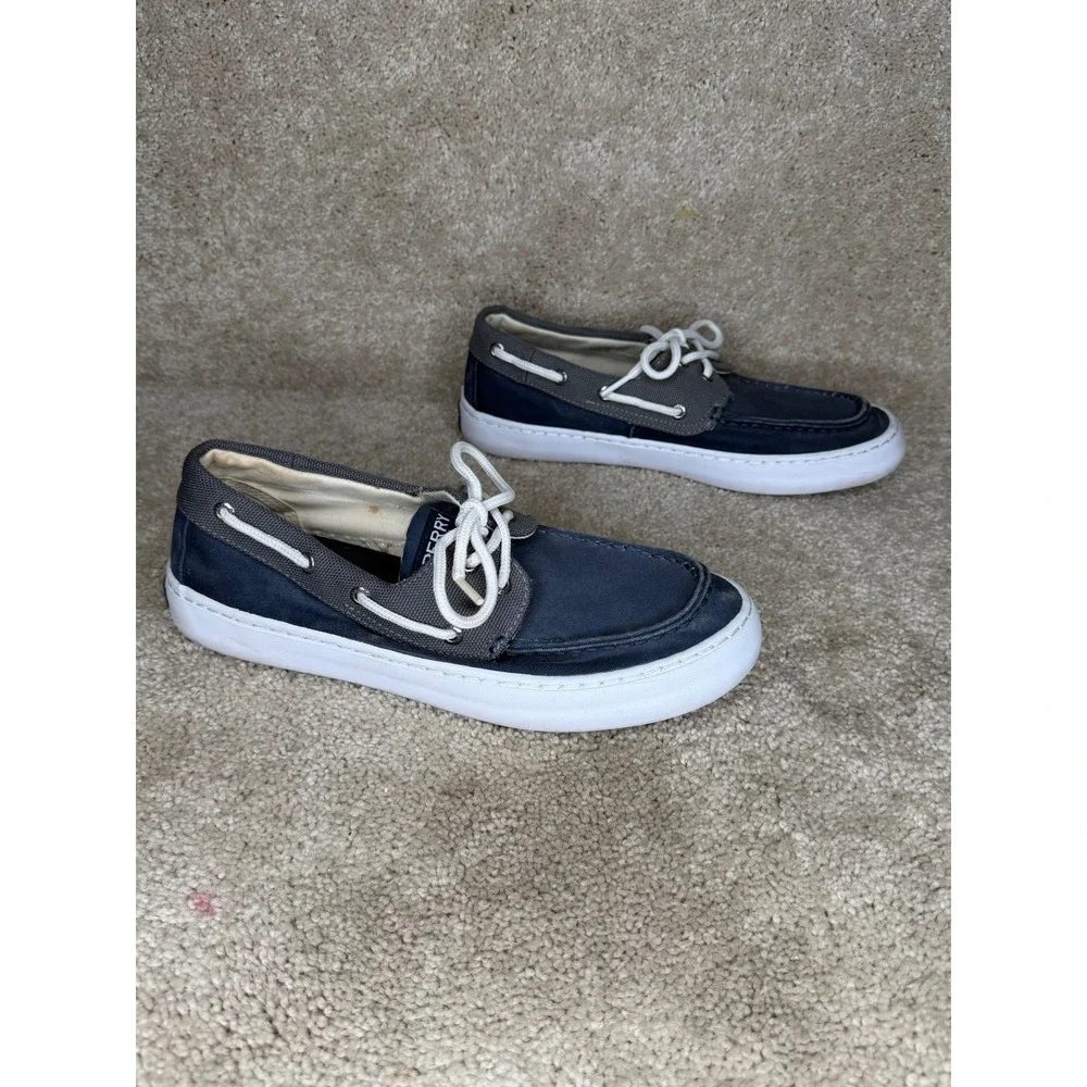 Sperry Boat Shoes Mens 8 Blue Grey Excellent STS15305 Memory Foam Sneakers